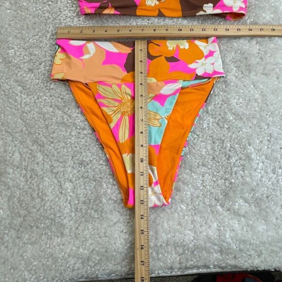 Aerie Floral Hi Cut Cheeky Bottom Scoop Top Swim Set Large NEW - Picture 8 of 10